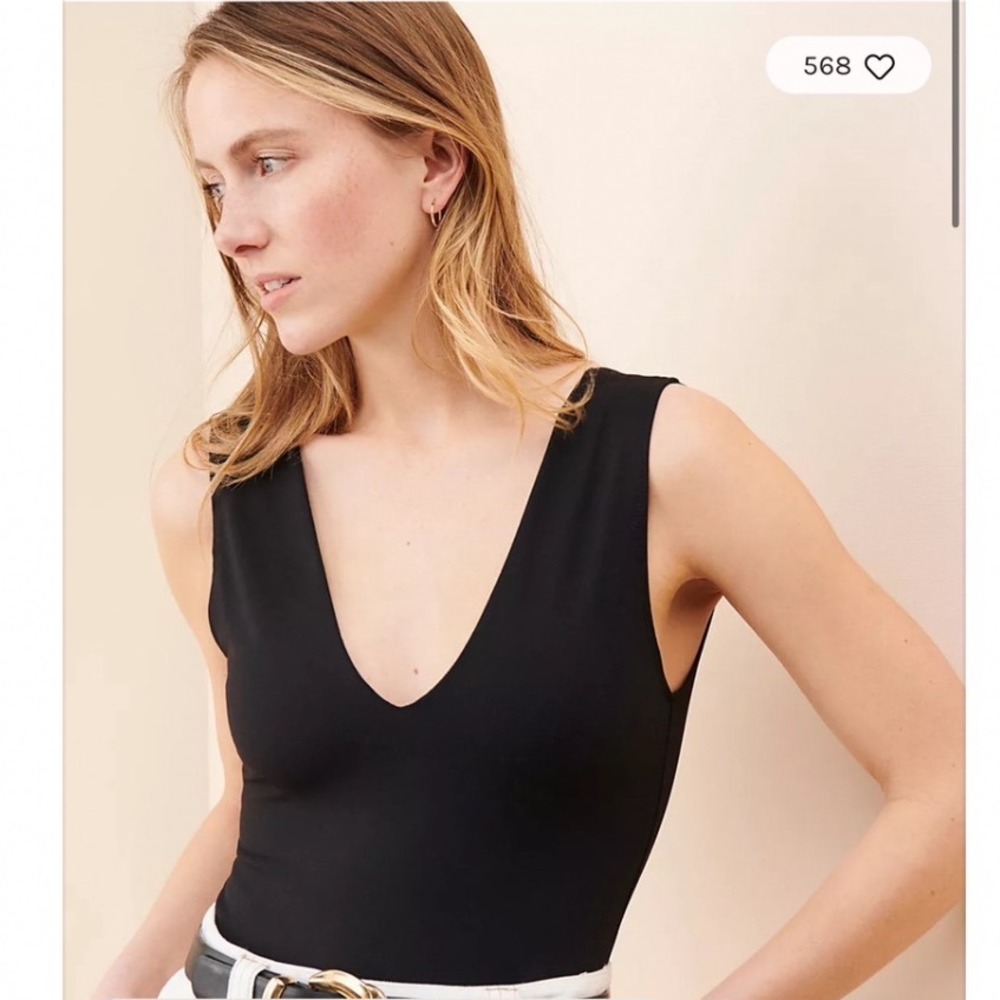 Intimately Free People Keep It Sleek Bodysuit Black V-Neck Sleeveless Small - Picture 6 of 9